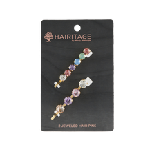 Charger l'image dans la galerie, Jeweled Bobby Pins - 2 pack Multicolor/Gold
