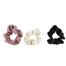 Charger l'image dans la galerie, Scrunchie Set - 3 pack Ivory, Black & Plum