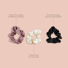 Charger l'image dans la galerie, Scrunchie Set - 3 pack Ivory, Black & Plum