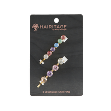 Charger l&#39;image dans la galerie, Jeweled Bobby Pins - 2 pack Multicolor/Gold
